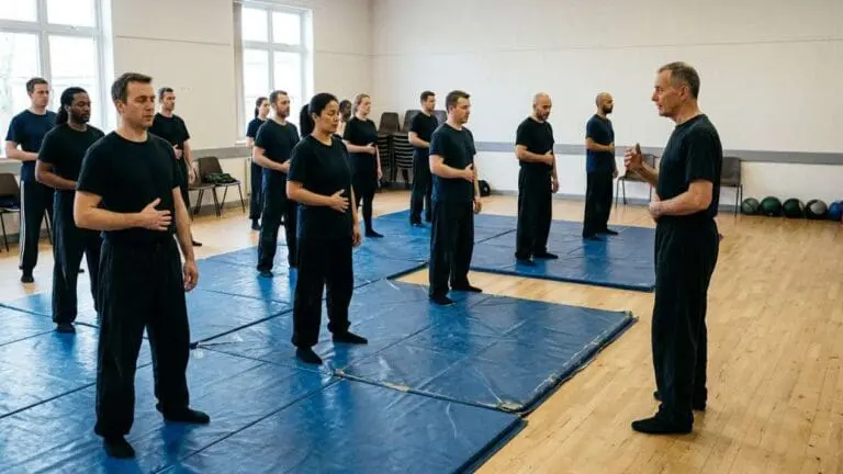 group of students practicing systema breathing classes