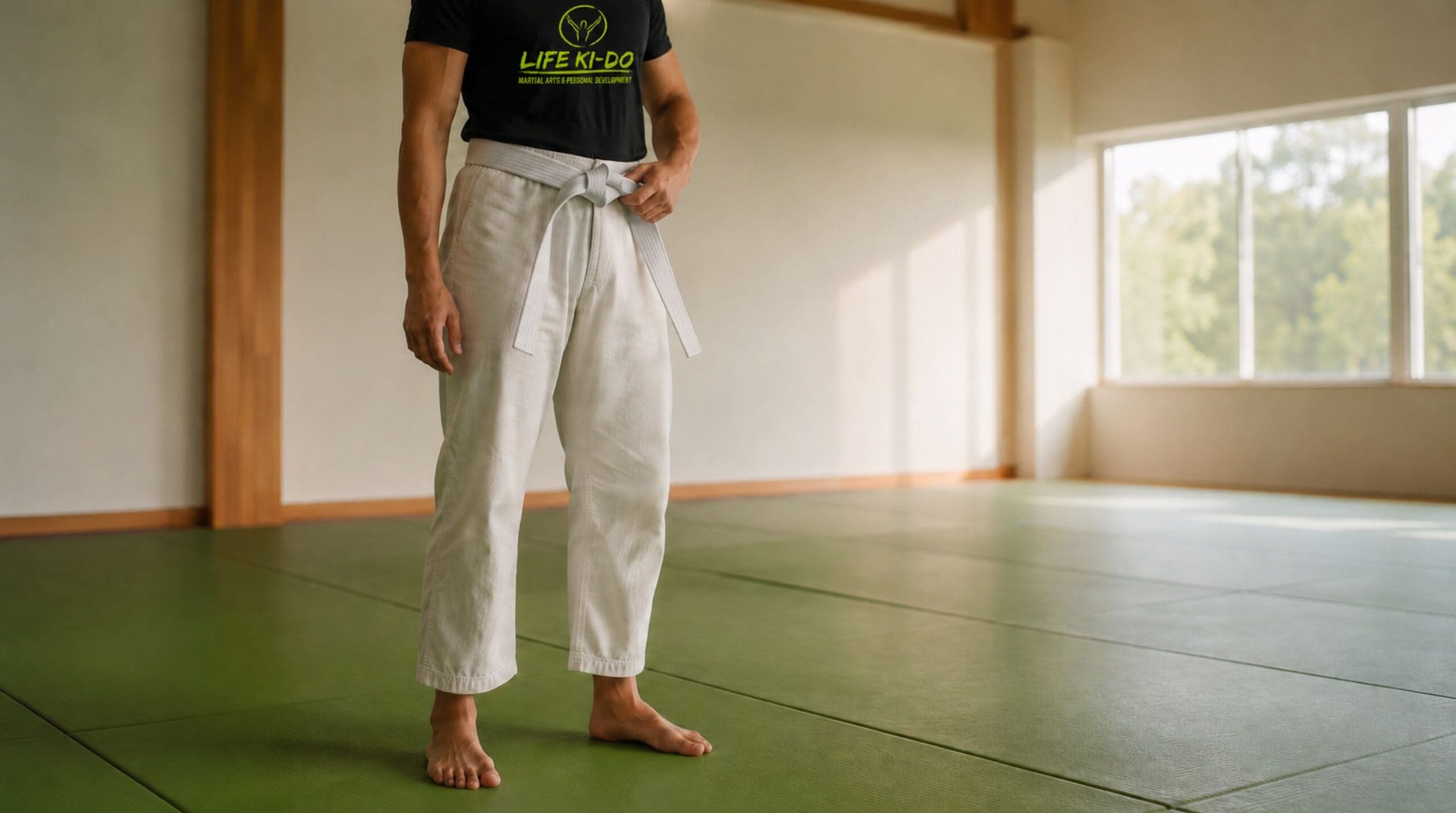 Life Ki-Do martial arts student standing confidently in a dojo, showing how martial arts supports sustainable weight loss and healthy living